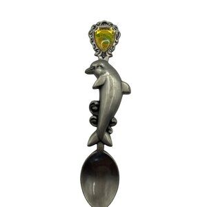 Vintage Puerto Rico Souvenir Spoon With Dolphin & Frog Plaque B60
